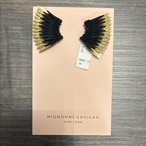 Mini Mignonne Gavigan Black and Gold Wing Earrings (NWT)